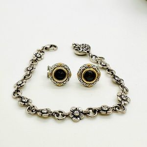 Vintage Modern Earrings & Floral Bracelet